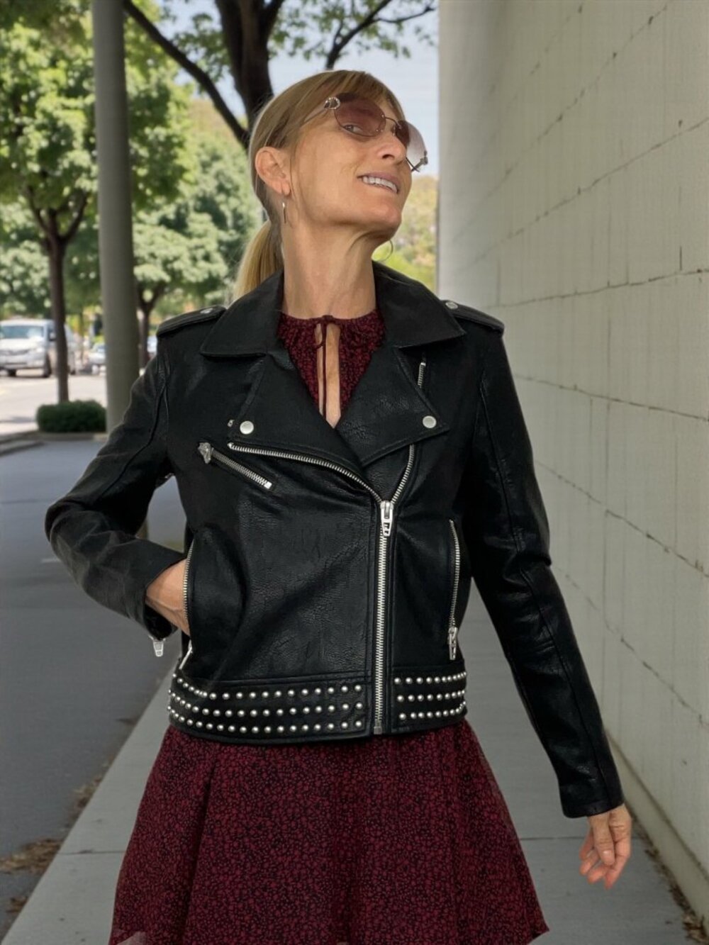 BlankNYC Faux Leather Biker Studded Jacket S Black Biker Punk